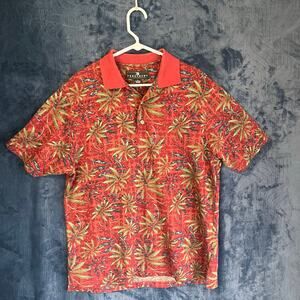 Consensus‎ Hawiian Print Casual Red Polo Shirt Mens Size Medium
